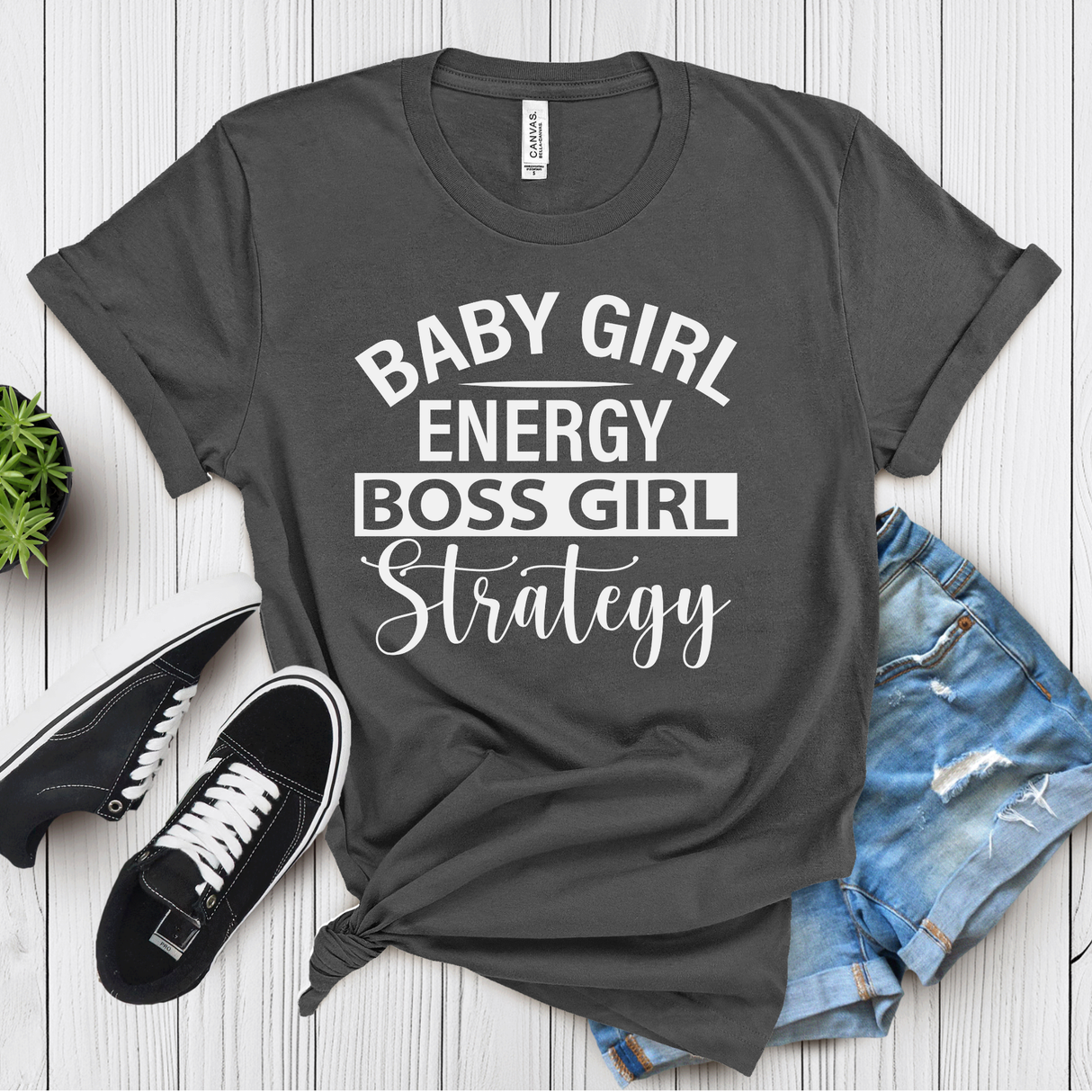 Baby Girl Energy Boss Girl Strategy – Women’s Graphic Tee