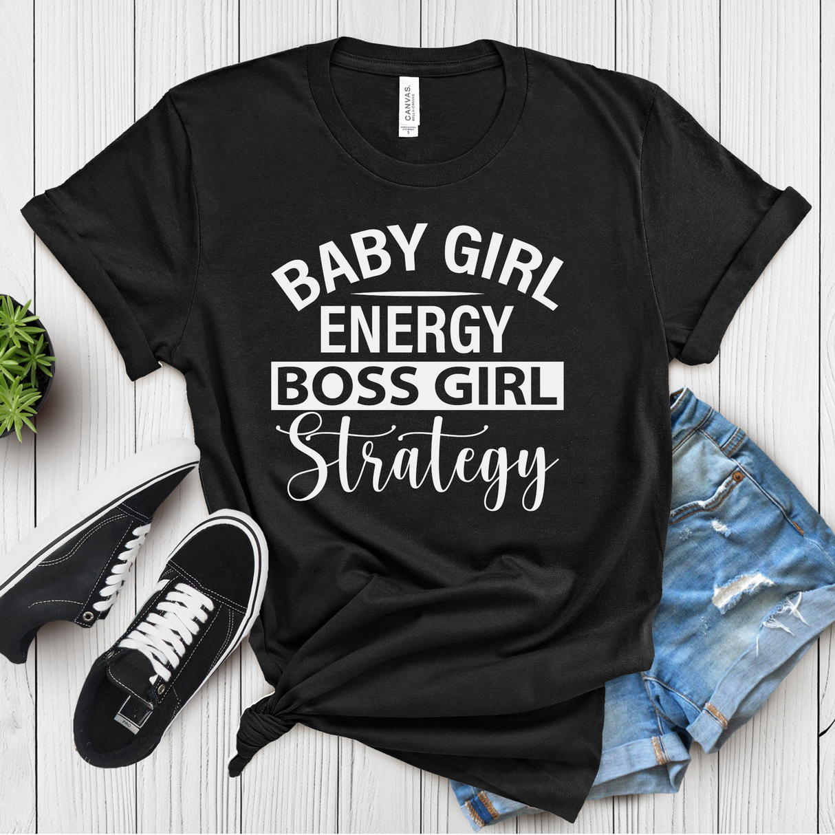 Baby Girl Energy Boss Girl Strategy – Women’s Graphic Tee
