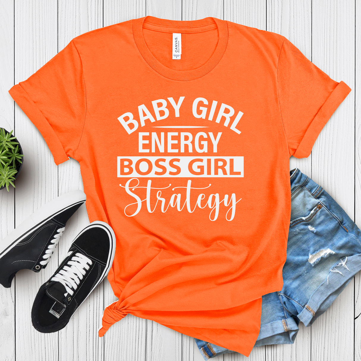 Baby Girl Energy Boss Girl Strategy – Women’s Graphic Tee