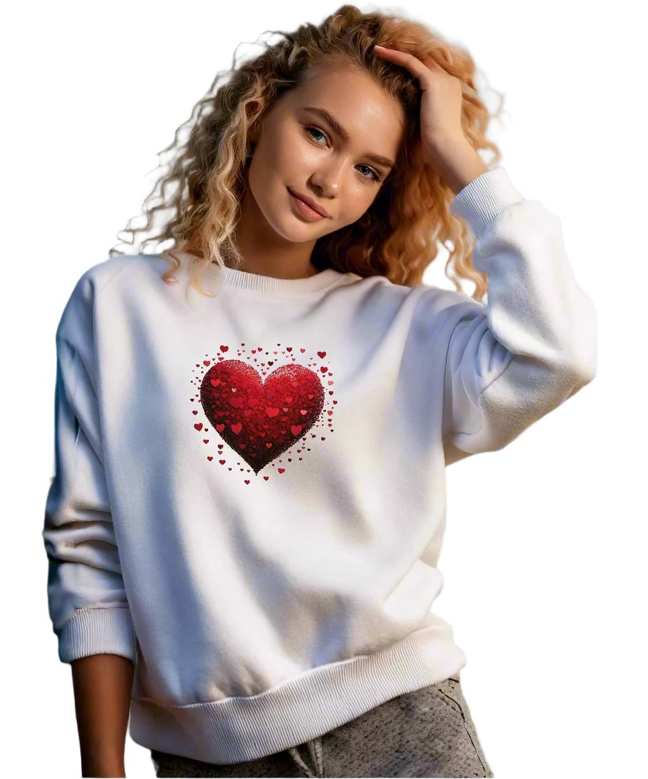 Heart Droplets, Women's Sweatshirt, Heavy Blend, Comfort Fit, Crewneck